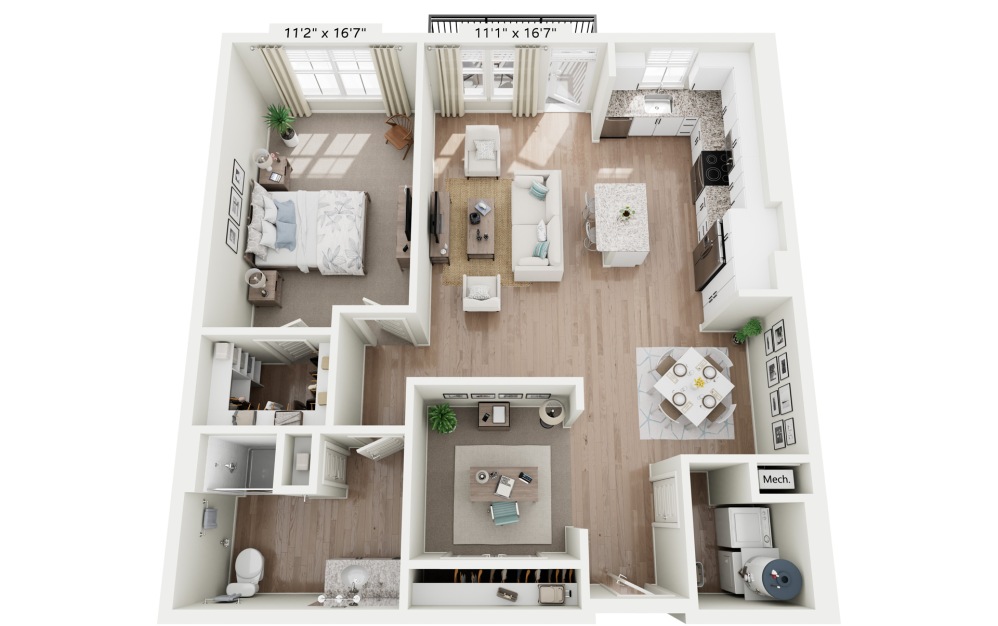 A3A - Cobalt ALT - 1 bedroom floorplan layout with 1 bathroom and 1004 square feet