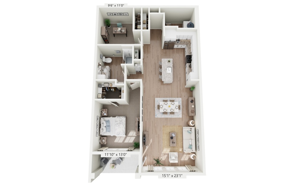 C2 - Savoy Cottage - 1 bedroom floorplan layout with 1 bathroom and 1147 square feet